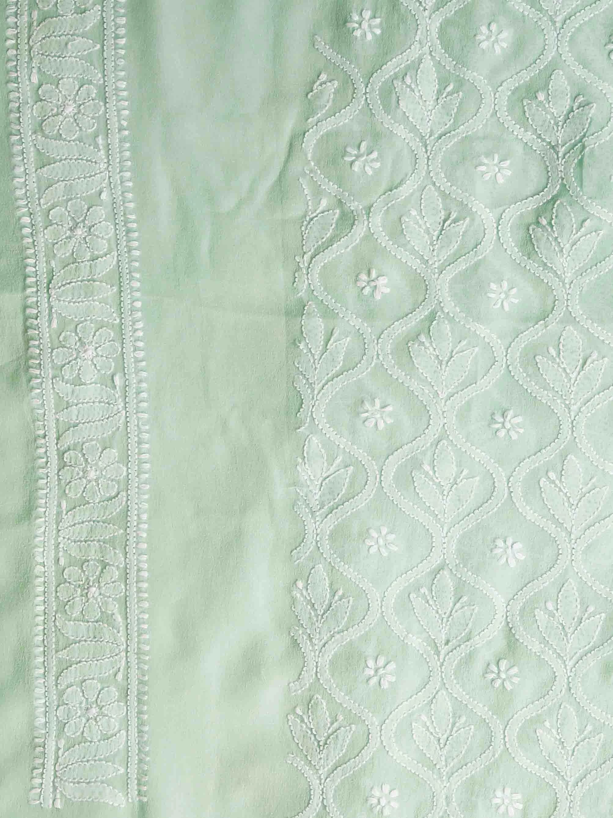 Ada Hand Embroidered Sea Green Pure Georgette Lucknowi Chikankari Unstitched Men's Kurta Piece 01A339031