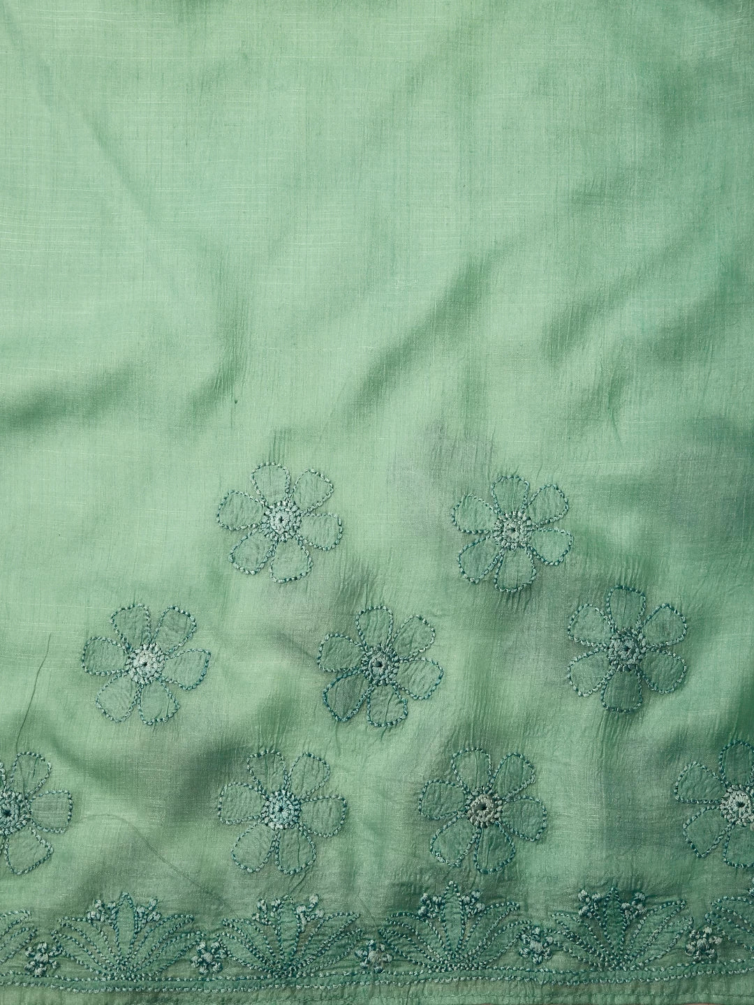 Ada Hand Embroidered Seafoam Green Silk Lucknowi Chikankari Saree with Blouse A611702