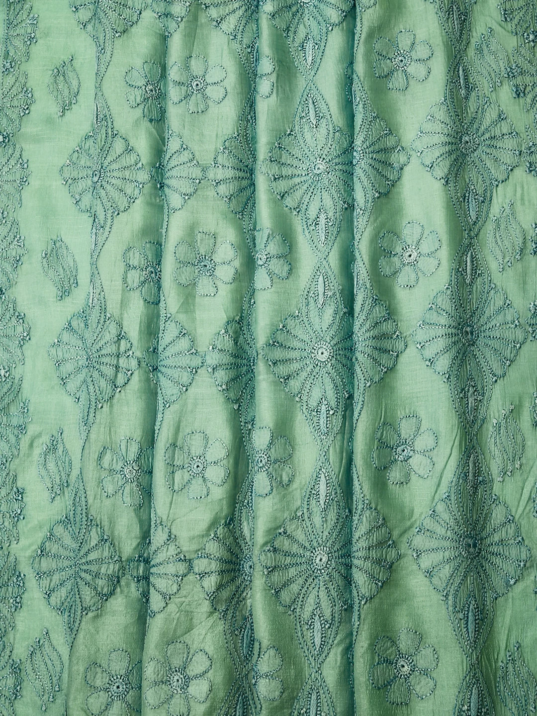 Ada Hand Embroidered Seafoam Green Silk Lucknowi Chikankari Saree with Blouse A611702