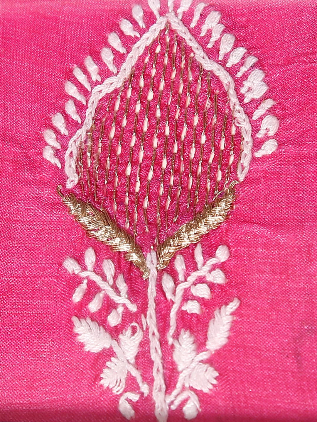 Ada Hand Embroidered French Pink Silk Lucknowi Chikankari Table Coaster With Zari Work 01A445730