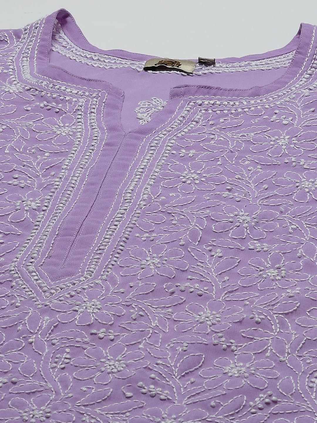 Ada Hand Embroidered Mauve Georgette Lucknowi Chikankari Straight Kurta A95487