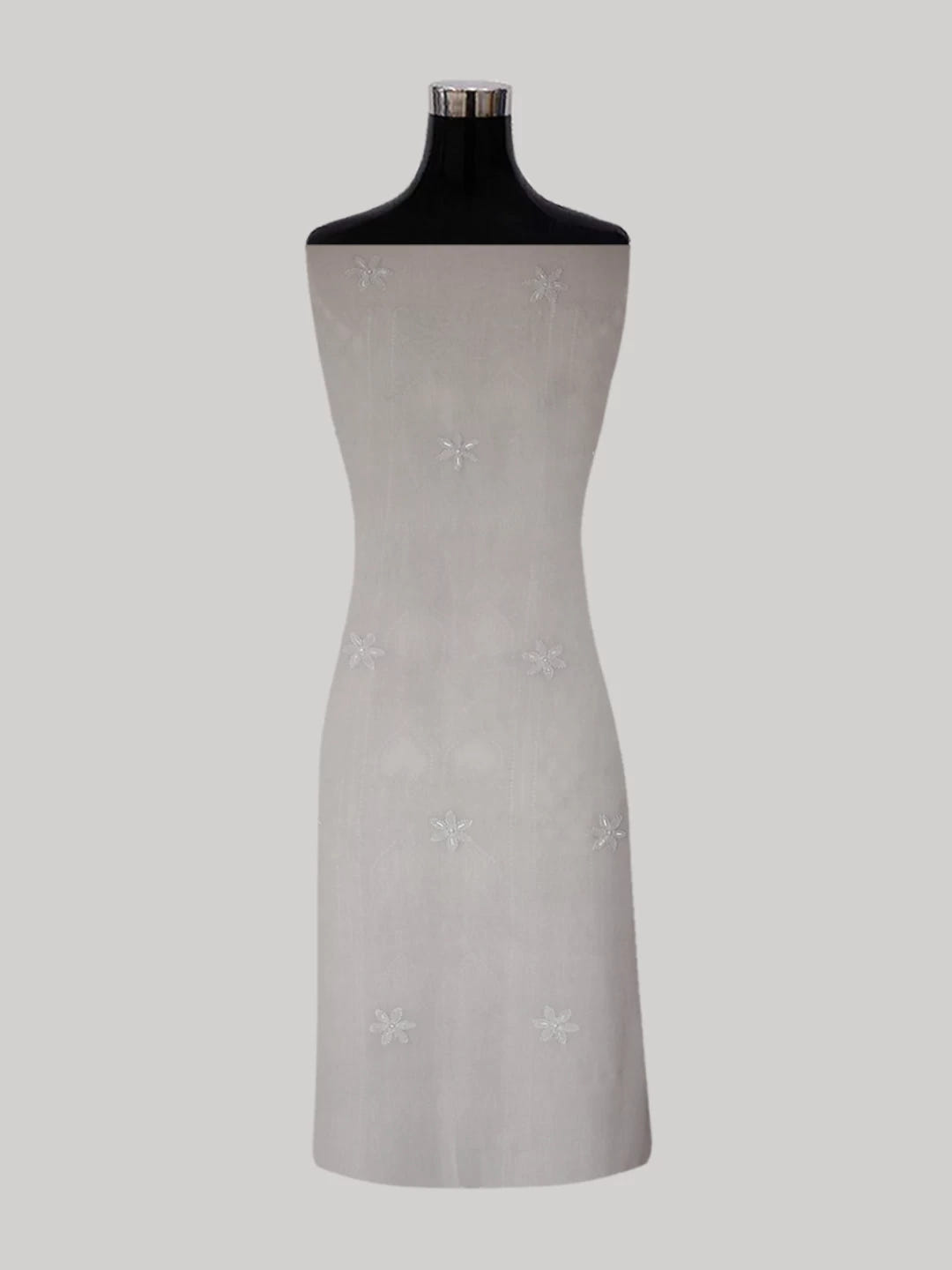 Ada Hand Embroidered Coin Grey Viscose Georgette Lucknowi Chikankari Unstitched Kurta Dupatta Set With Pearl Work 01A413394