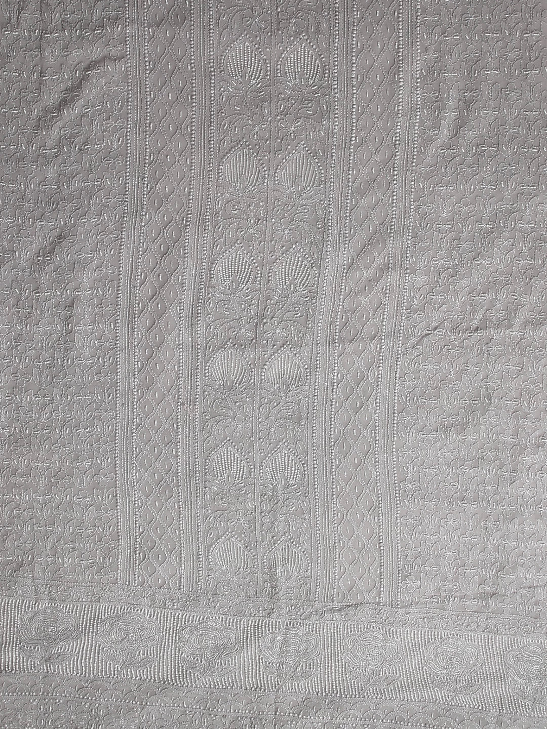Ada Hand Embroidered Coin Grey Viscose Georgette Lucknowi Chikankari Unstitched Kurta Dupatta Set With Pearl Work 01A413394