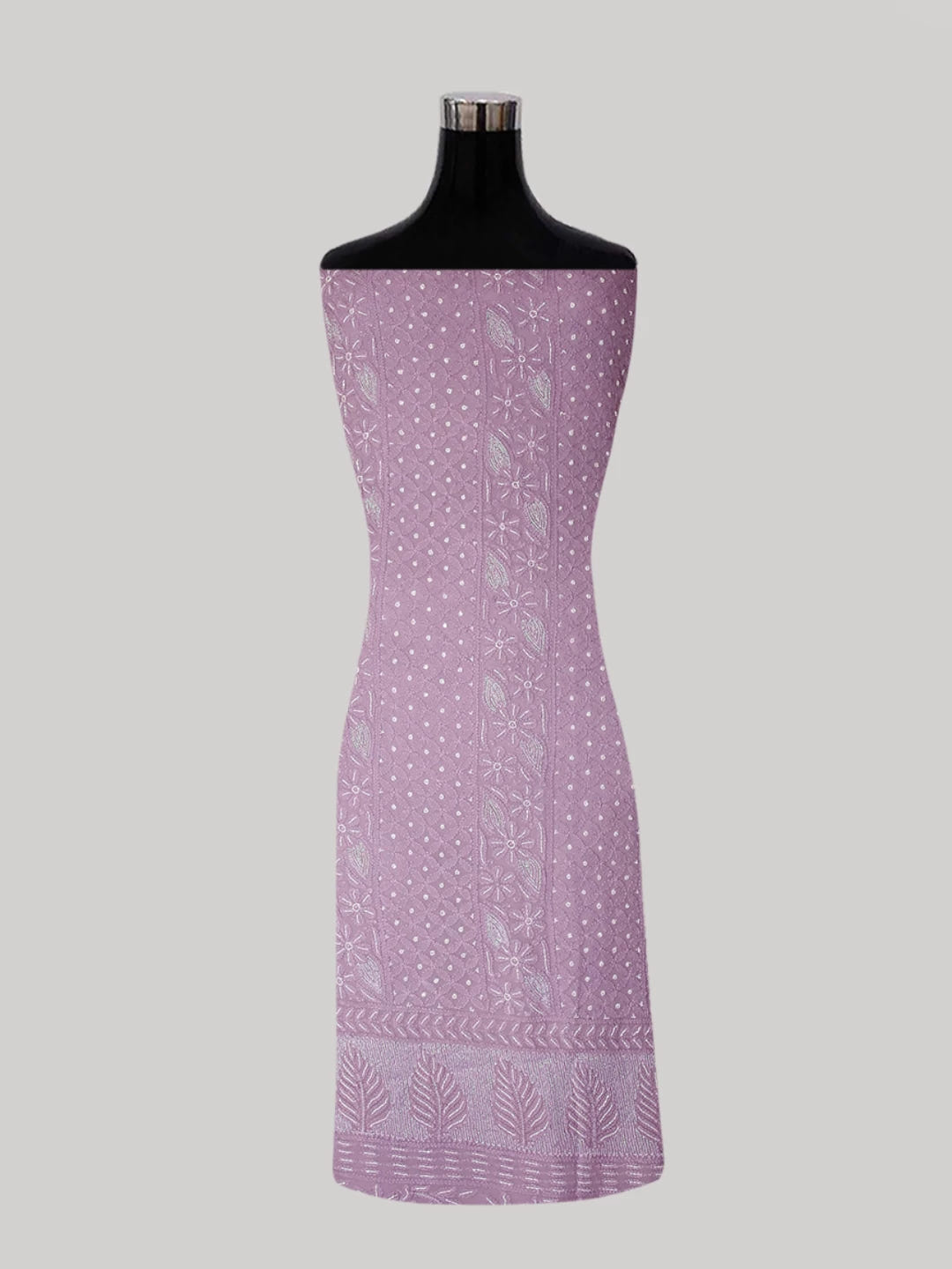 Ada Hand Embroidered Thistle Purple Viscose Georgette Lucknowi Chikankari Unstitched Kurta Dupatta Set With Pearl Work 01A383472