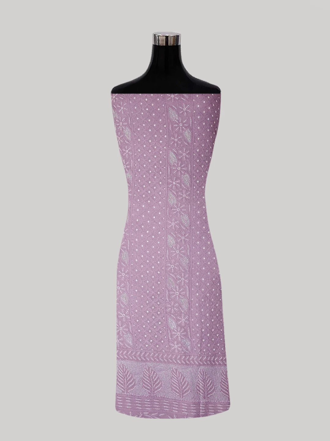 Ada Hand Embroidered Thistle Purple Viscose Georgette Lucknowi Chikankari Unstitched Kurta Dupatta Set With Pearl Work 01A383472