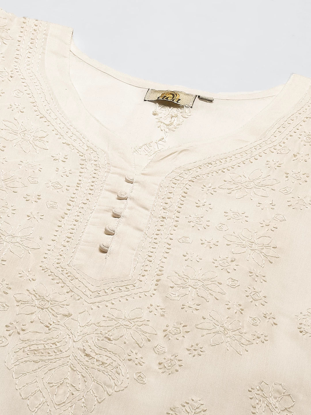 Ada Hand Embroidered Cream Cotton Lucknowi Chikankari Kurta Set A811209