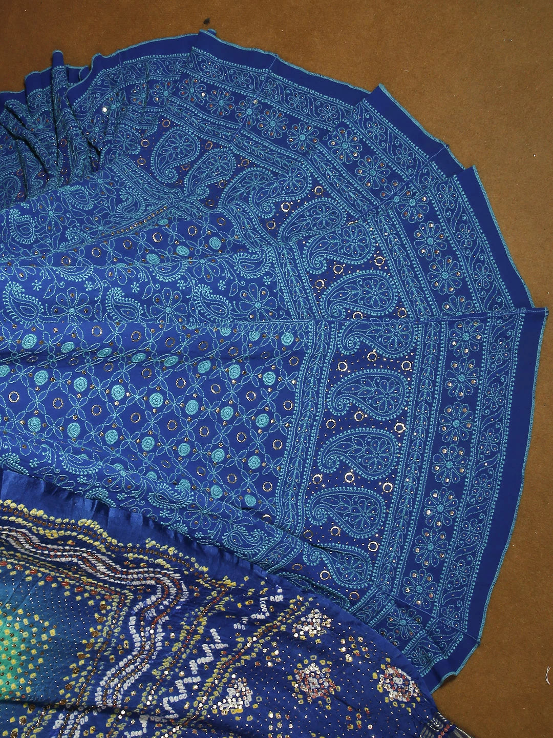 Ada Hand Embroidered Blue Pure Georgette Lucknowi Chikankari Lehenga Set With Muqaish Work 01A162851