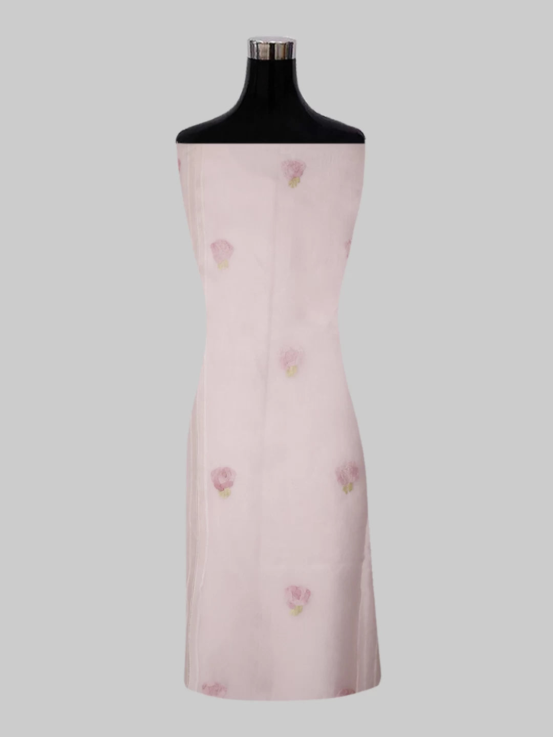 Ada Hand Embroidered Light Pink Organza Lucknowi Chikankari Semi stitched Kurta Dupatta Set 01A447090