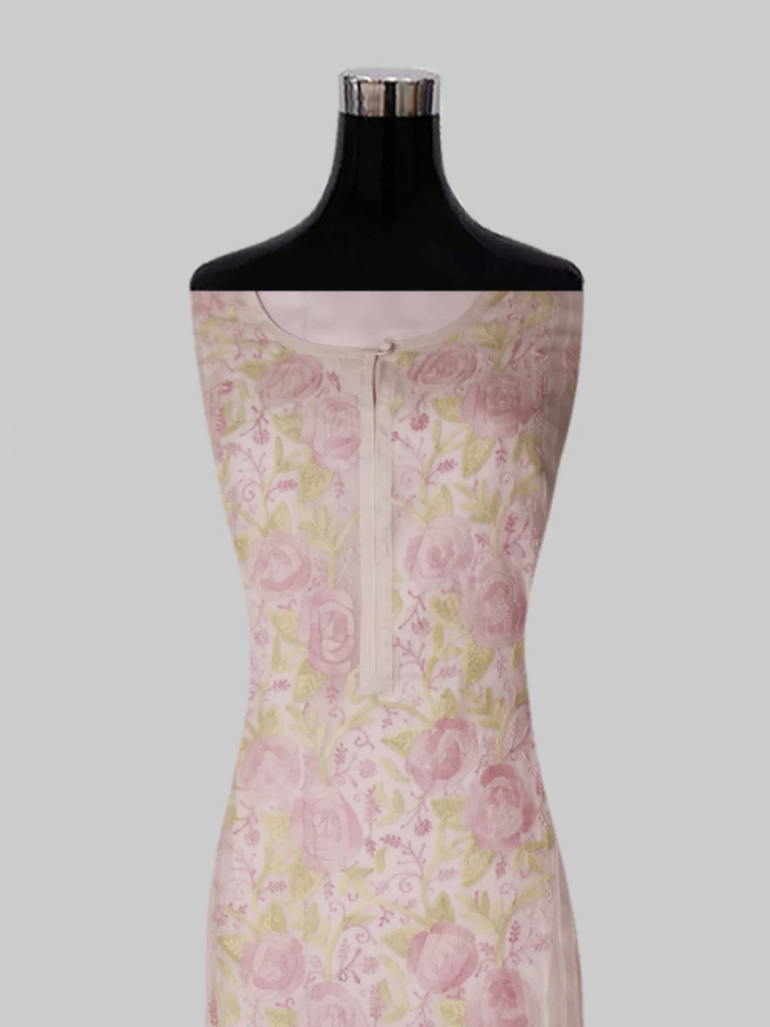 Ada Hand Embroidered Light Pink Organza Lucknowi Chikankari Semi stitched Kurta Dupatta Set 01A447090