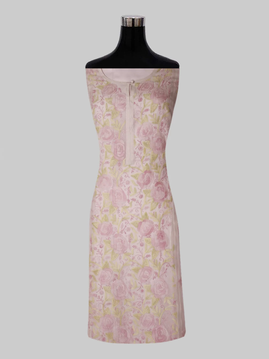 Ada Hand Embroidered Light Pink Organza Lucknowi Chikankari Semi stitched Kurta Dupatta Set 01A447090