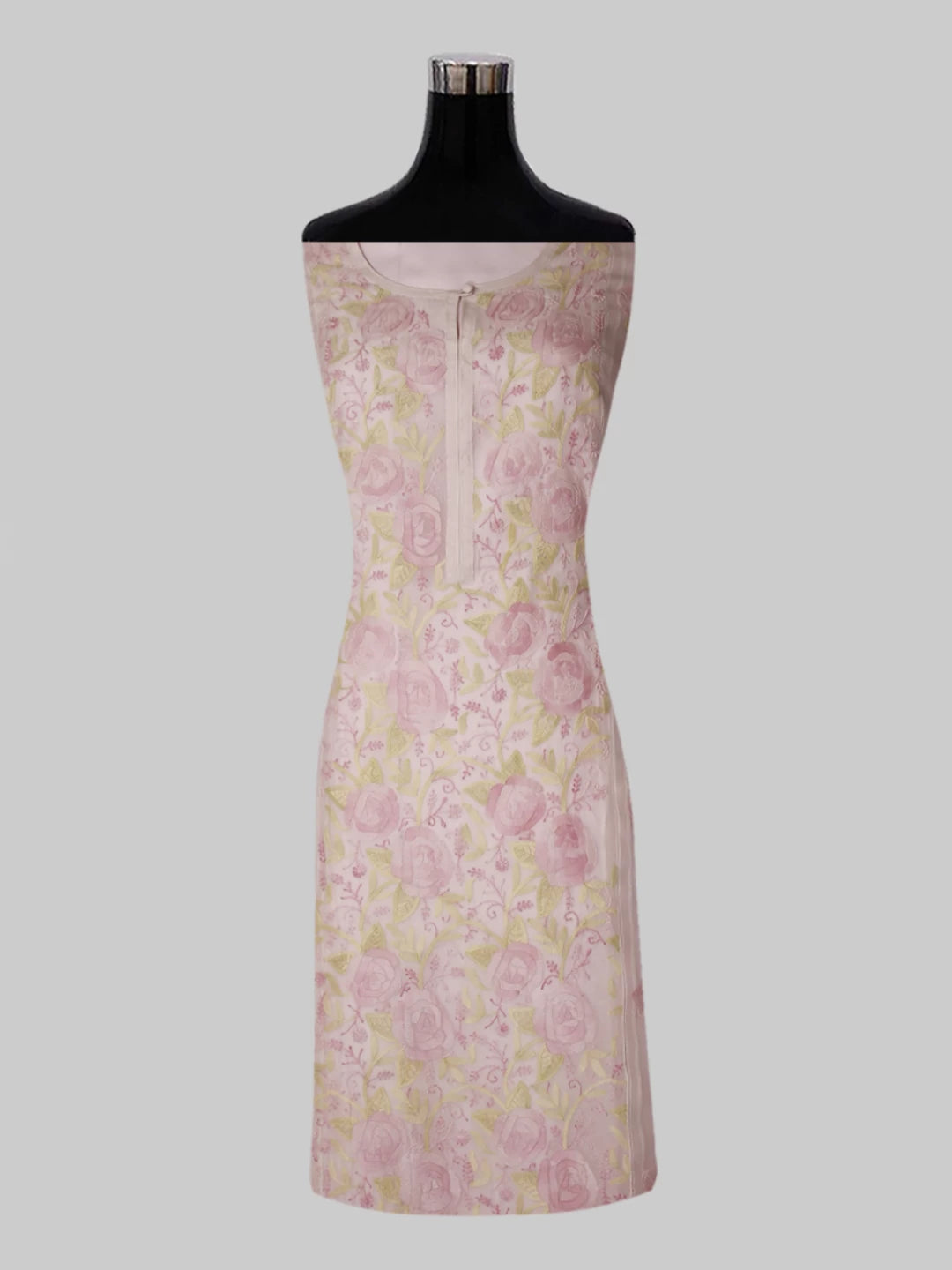 Ada Hand Embroidered Light Pink Organza Lucknowi Chikankari Semi stitched Kurta Dupatta Set 01A447090