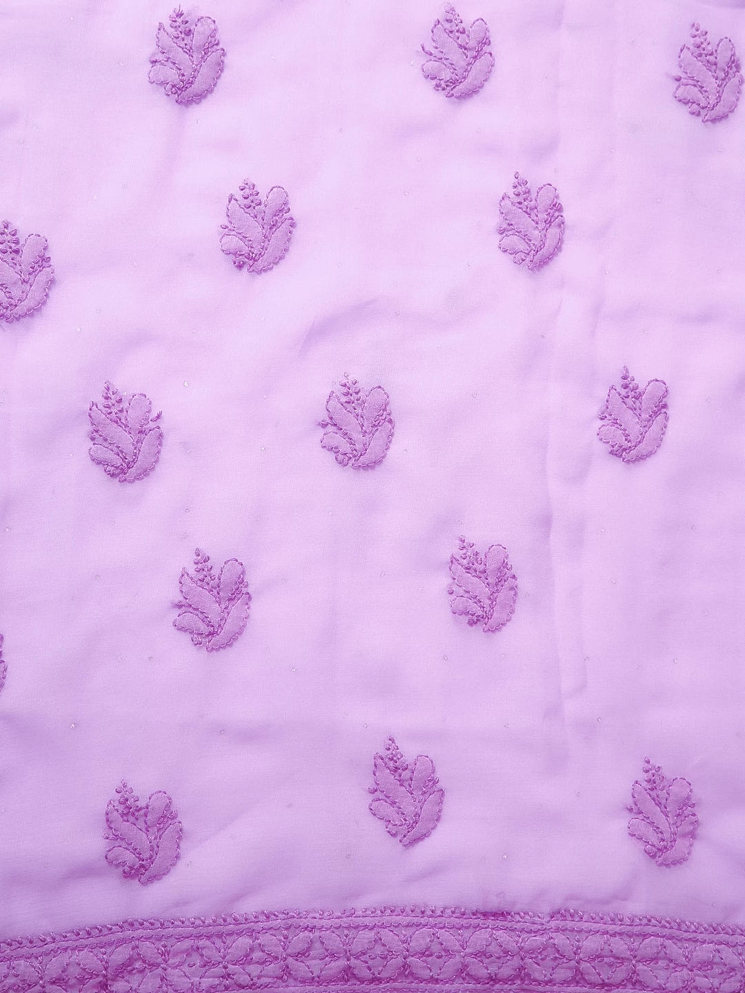 Ada Hand Embroidered Mauve Georgette Lucknowi Chikankari Unstitched Suit Piece A211290