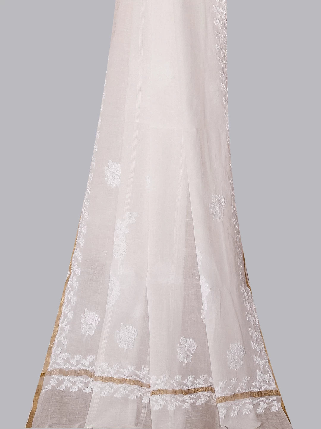 Ada Hand Embroidered Off White Chanderi Lucknowi Chikankari Dupatta 01A396271