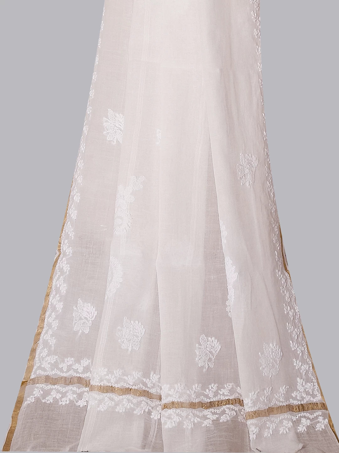 Ada Hand Embroidered Off White Chanderi Lucknowi Chikankari Dupatta 01A396271