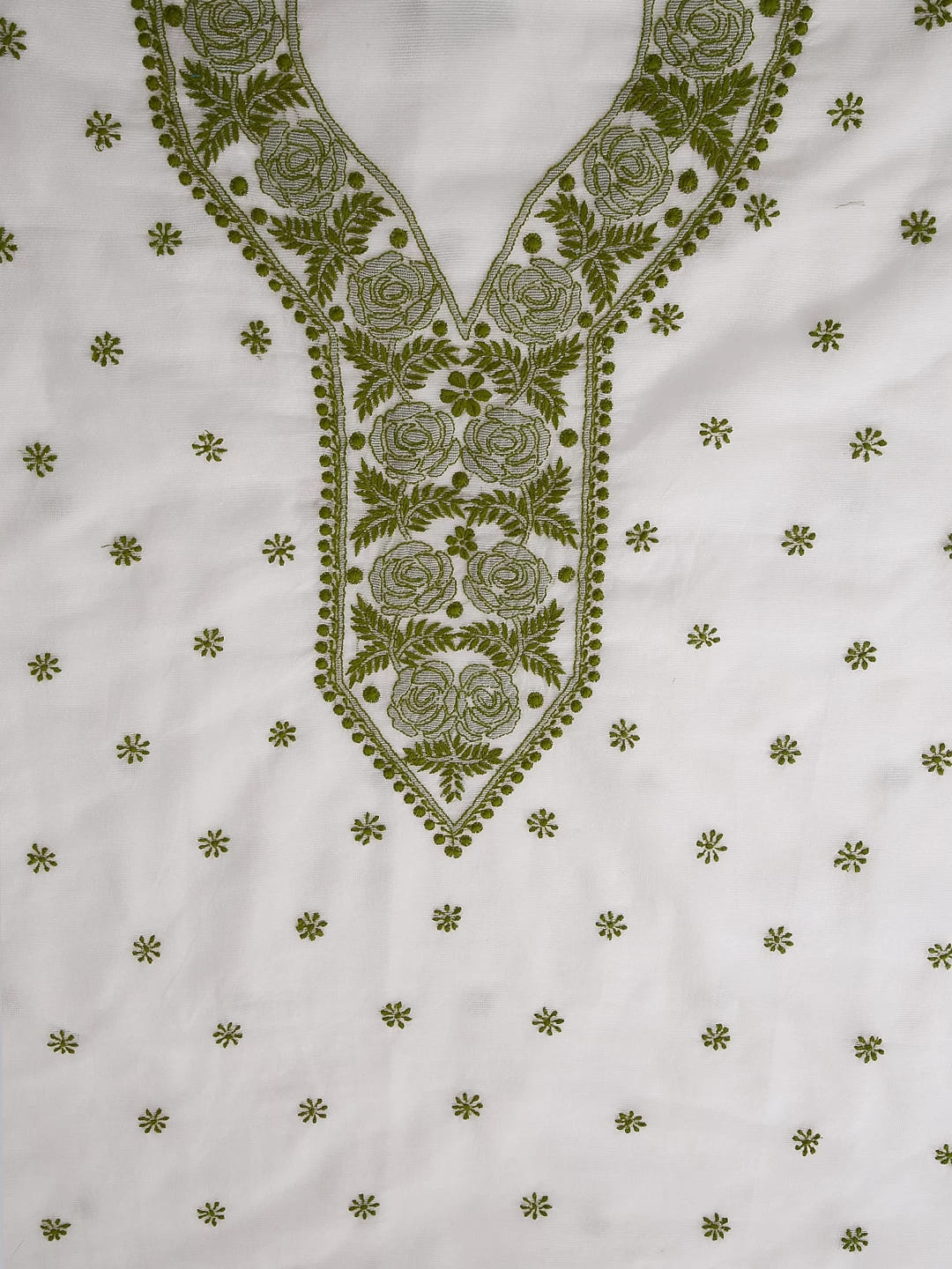 Ada Hand Embroidered White Super Net Lucknowi Chikankari Unstitched Kurta Dupatta Set 01A409822