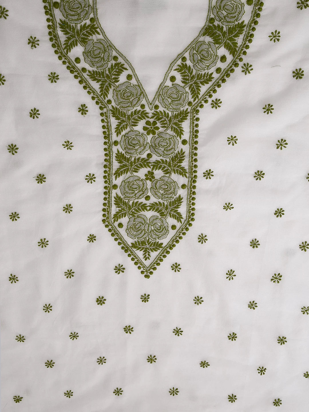 Ada Hand Embroidered White Super Net Lucknowi Chikankari Unstitched Kurta Dupatta Set 01A409822