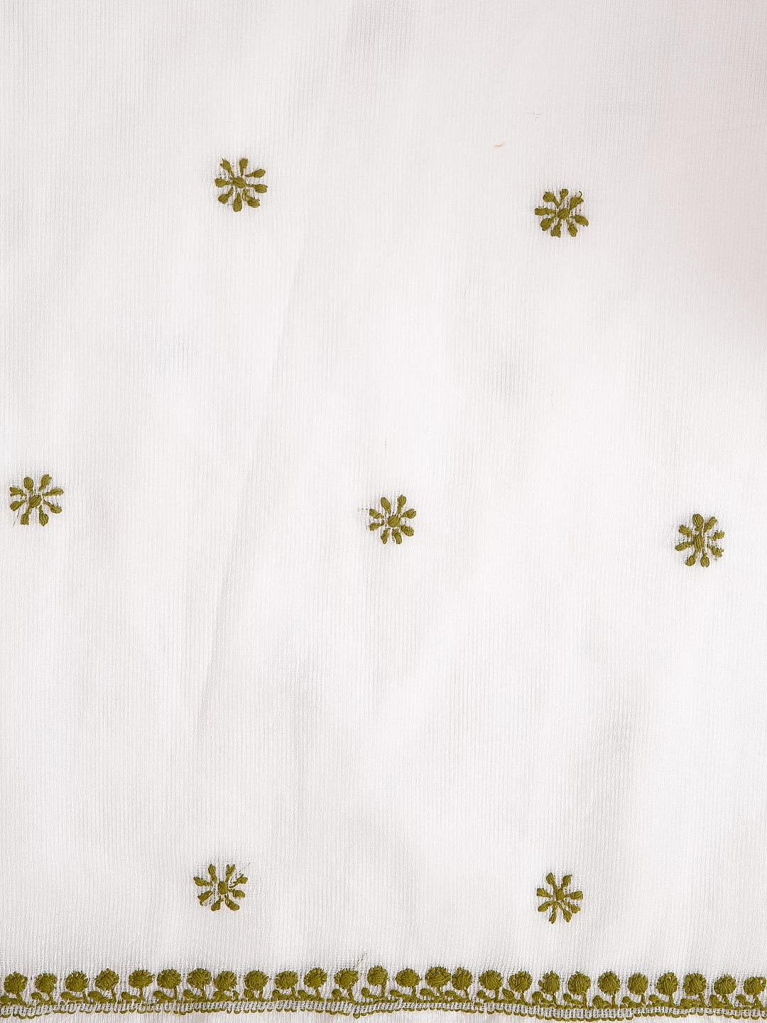 Ada Hand Embroidered White Super Net Lucknowi Chikankari Unstitched Kurta Dupatta Set 01A409822