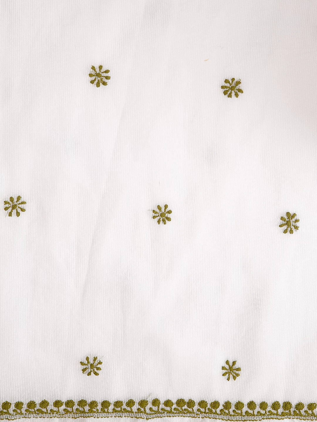Ada Hand Embroidered White Super Net Lucknowi Chikankari Unstitched Kurta Dupatta Set 01A409822