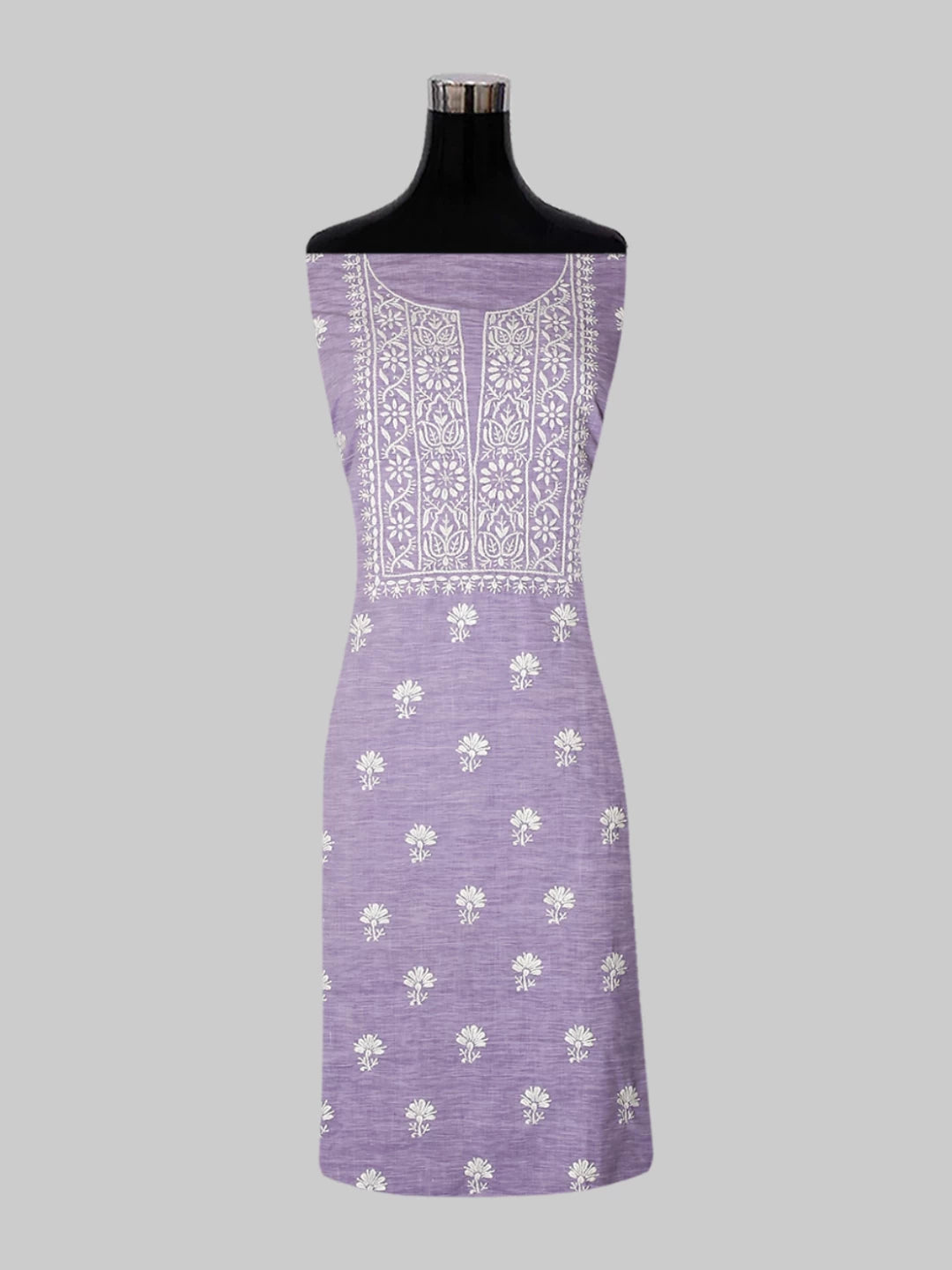 Ada Hand Embroidered Lavender Cotton lucknowi Chikankari Semi-Stitched Straight Kurta Piece 01A297685