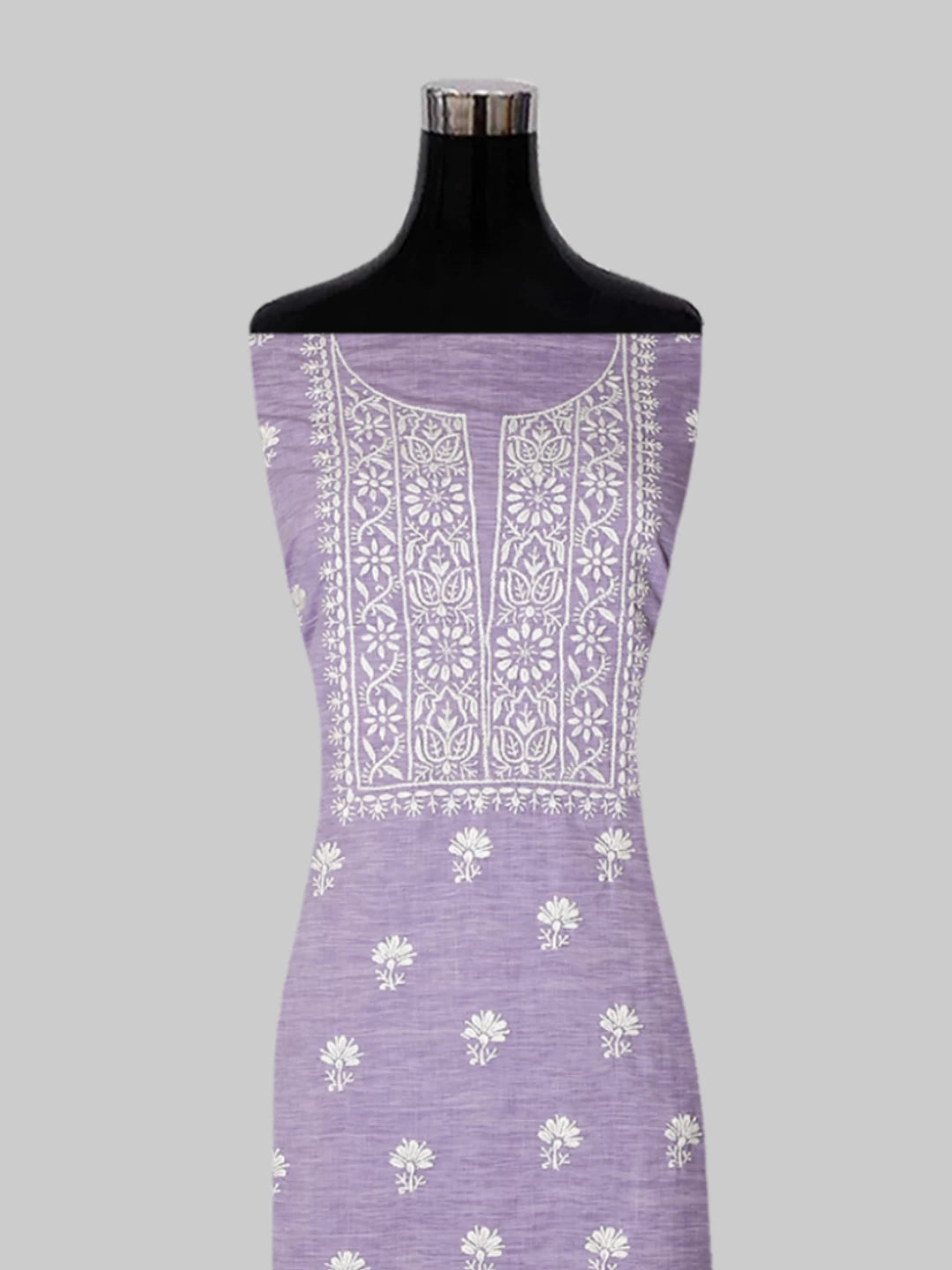 Ada Hand Embroidered Lavender Cotton lucknowi Chikankari Semi-Stitched Straight Kurta Piece 01A297685