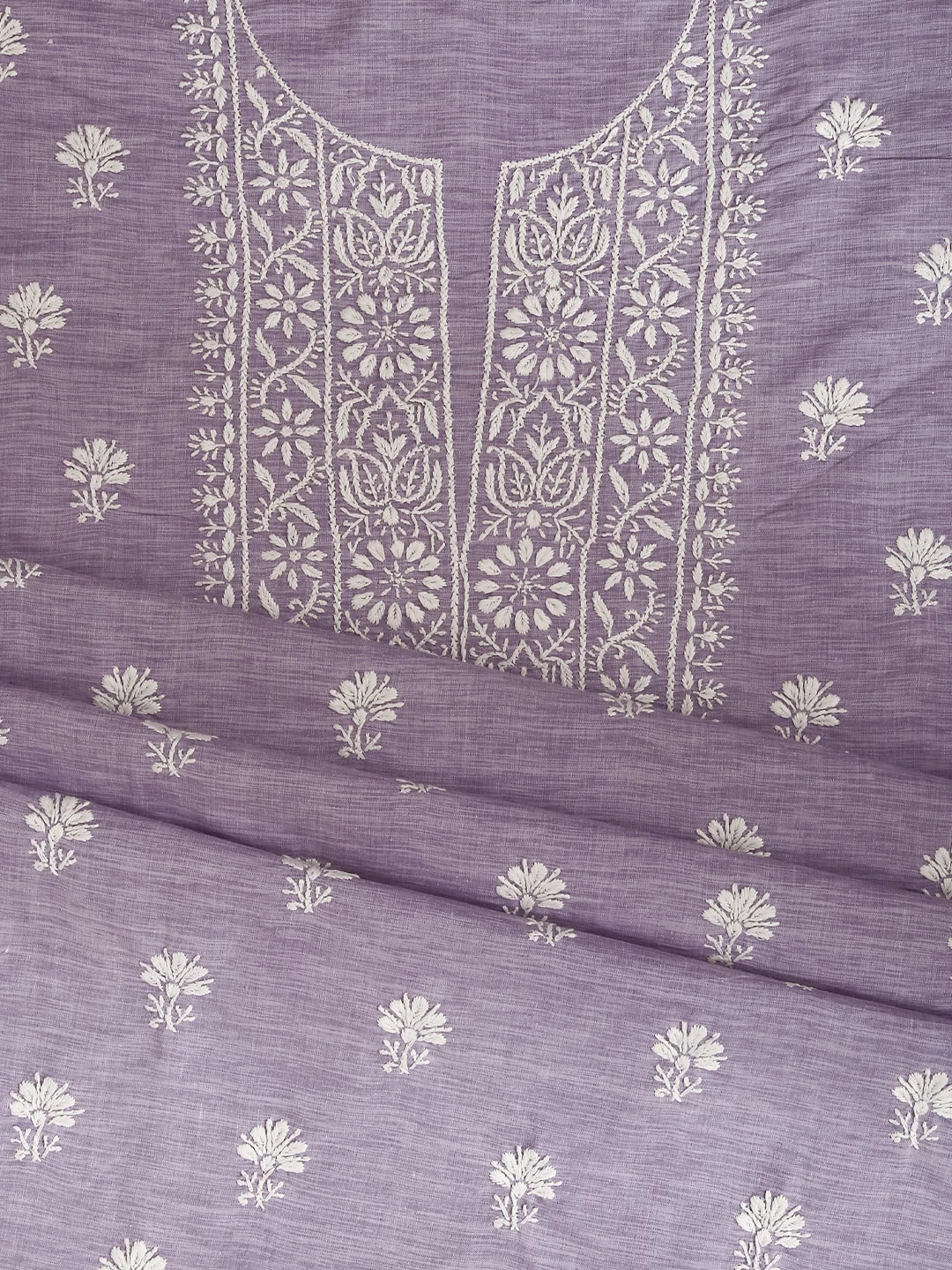 Ada Hand Embroidered Lavender Cotton lucknowi Chikankari Semi-Stitched Straight Kurta Piece 01A297685