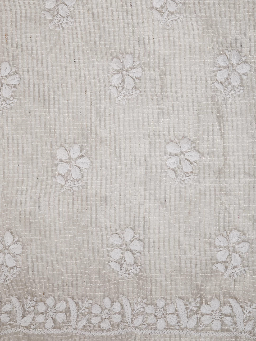 Ada Hand Embroidered Oat Fawn Kota Chanderi Lucknowi Chikankari Unstitched Kurta Dupatta Set 01A435916