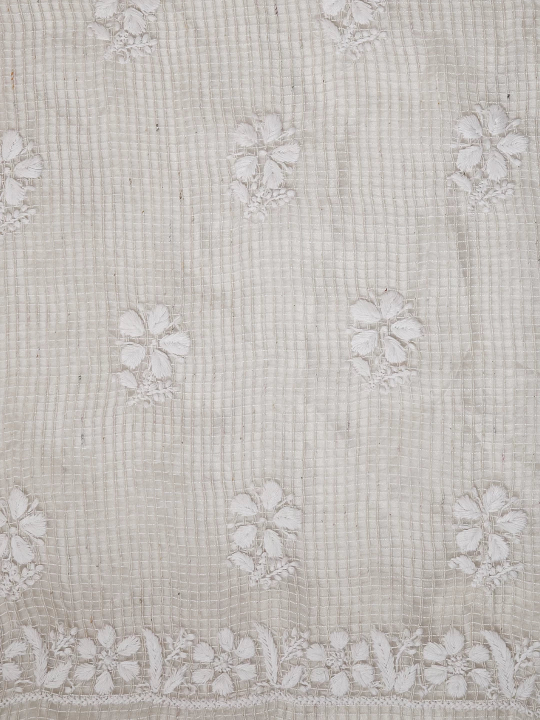 Ada Hand Embroidered Oat Fawn Kota Chanderi Lucknowi Chikankari Unstitched Kurta Dupatta Set 01A435916