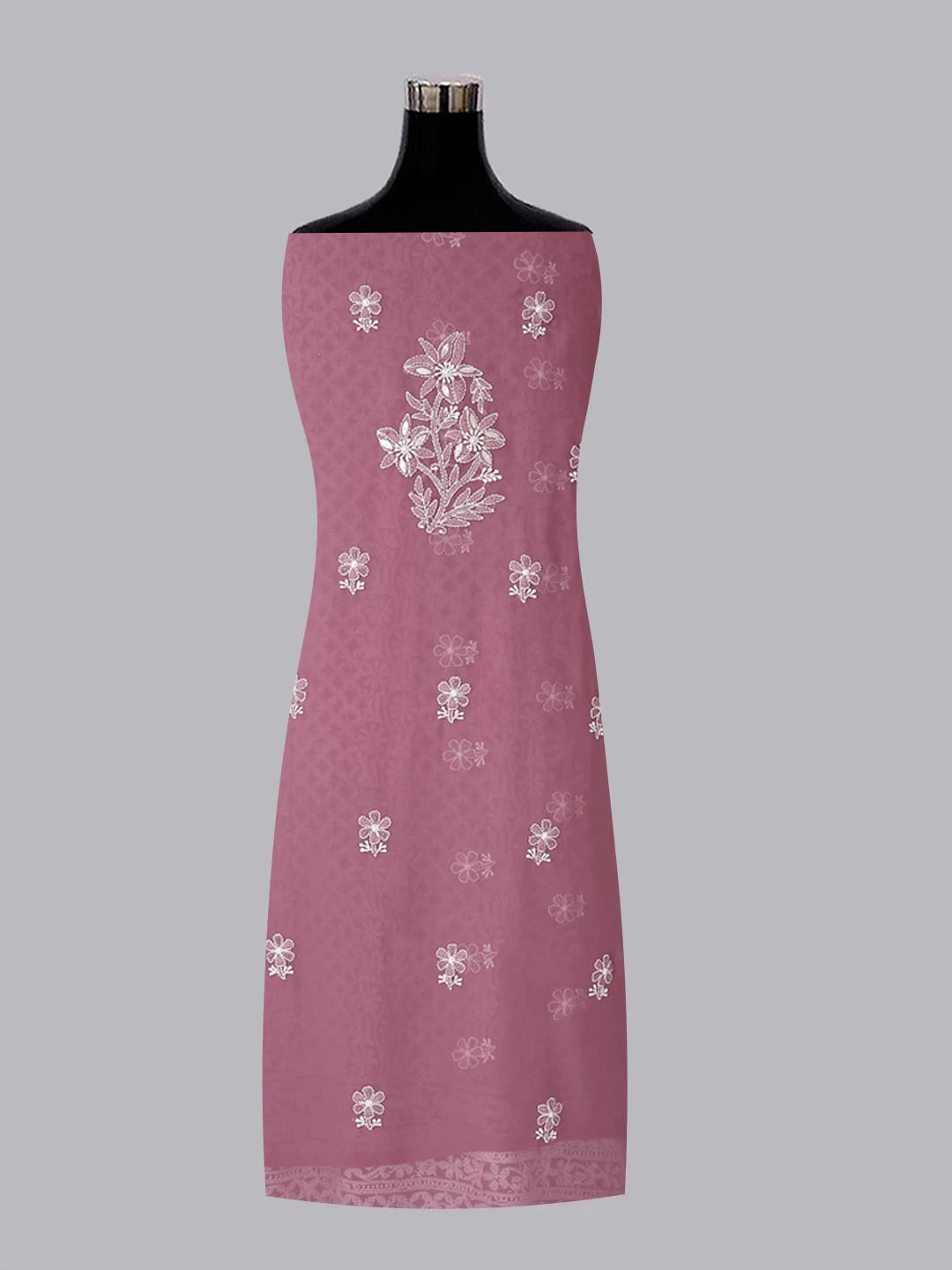 Ada Hand Embroidered Mauve Georgette Lucknowi Chikankari Unstitched Suit Piece With Gotapatti Work 01A391198