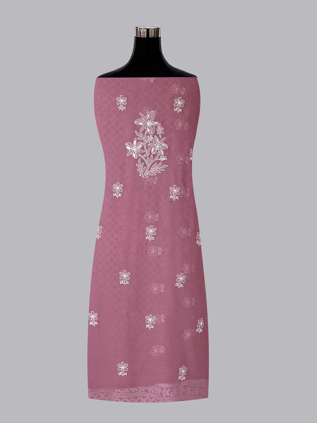 Ada Hand Embroidered Mauve Georgette Lucknowi Chikankari Unstitched Suit Piece With Gotapatti Work 01A391198