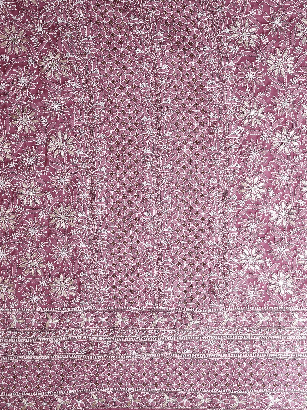 Ada Hand Embroidered Mauve Georgette Lucknowi Chikankari Unstitched Suit Piece With Gotapatti Work 01A391198
