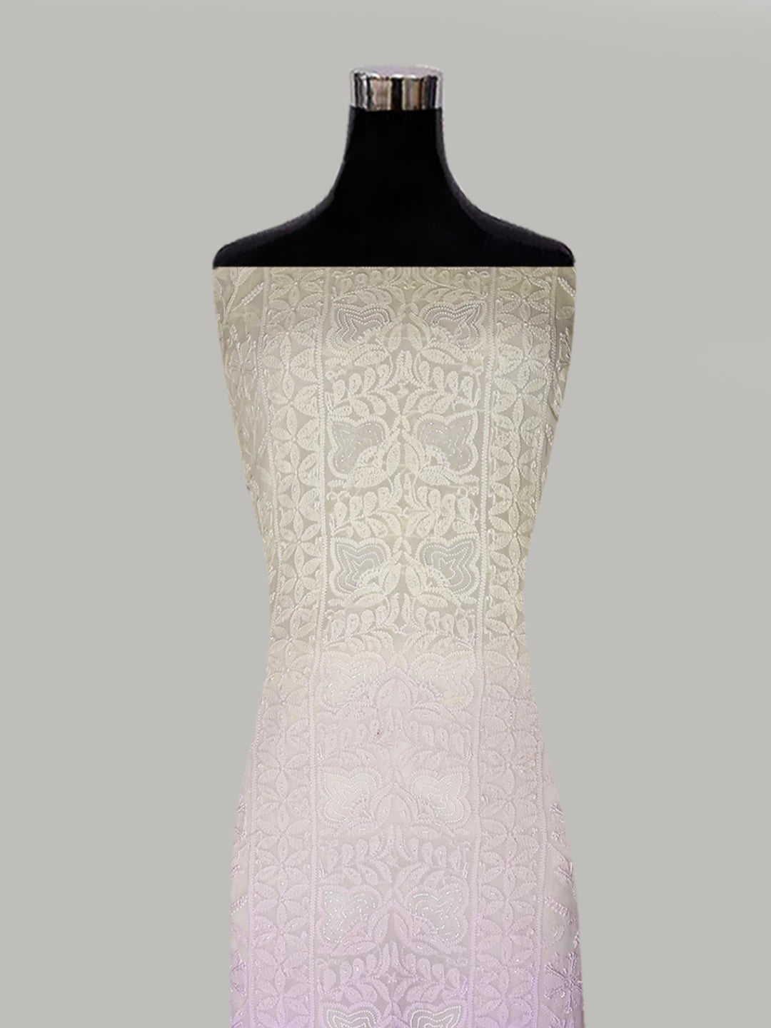 Ada Hand Embroidered Dual shade of Lilac And Lemon Viscose Georgette Lucknowi Chikankari Unstitched Kurta Dupatta Set With Pearl Work 01A405170