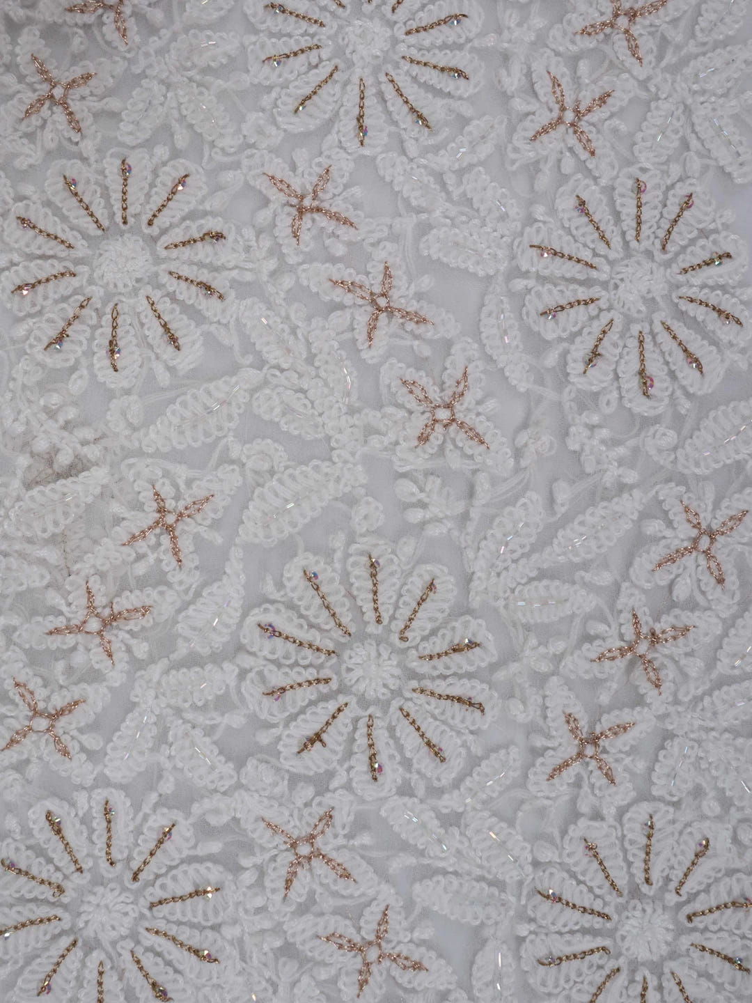 Ada Hand Embroidered Off-White Georgette Lucknowi Chikankari Unstitched Suit Piece With Zari Work A499076