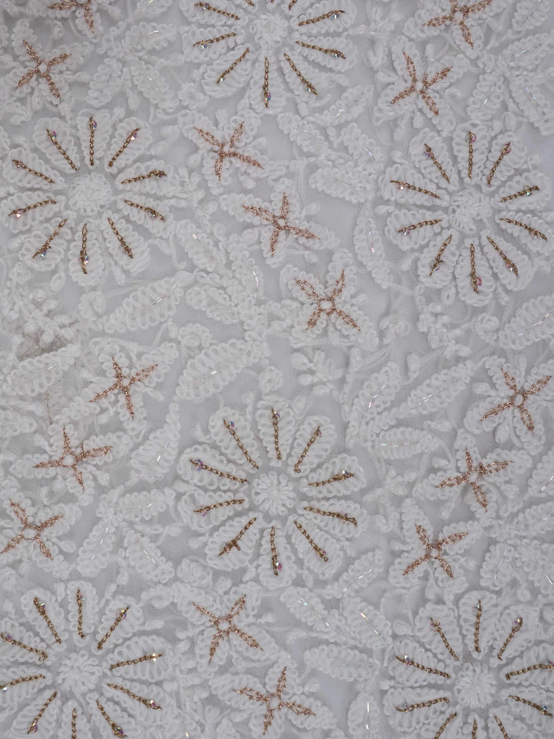 Ada Hand Embroidered Off-White Georgette Lucknowi Chikankari Unstitched Suit Piece With Zari Work A499076