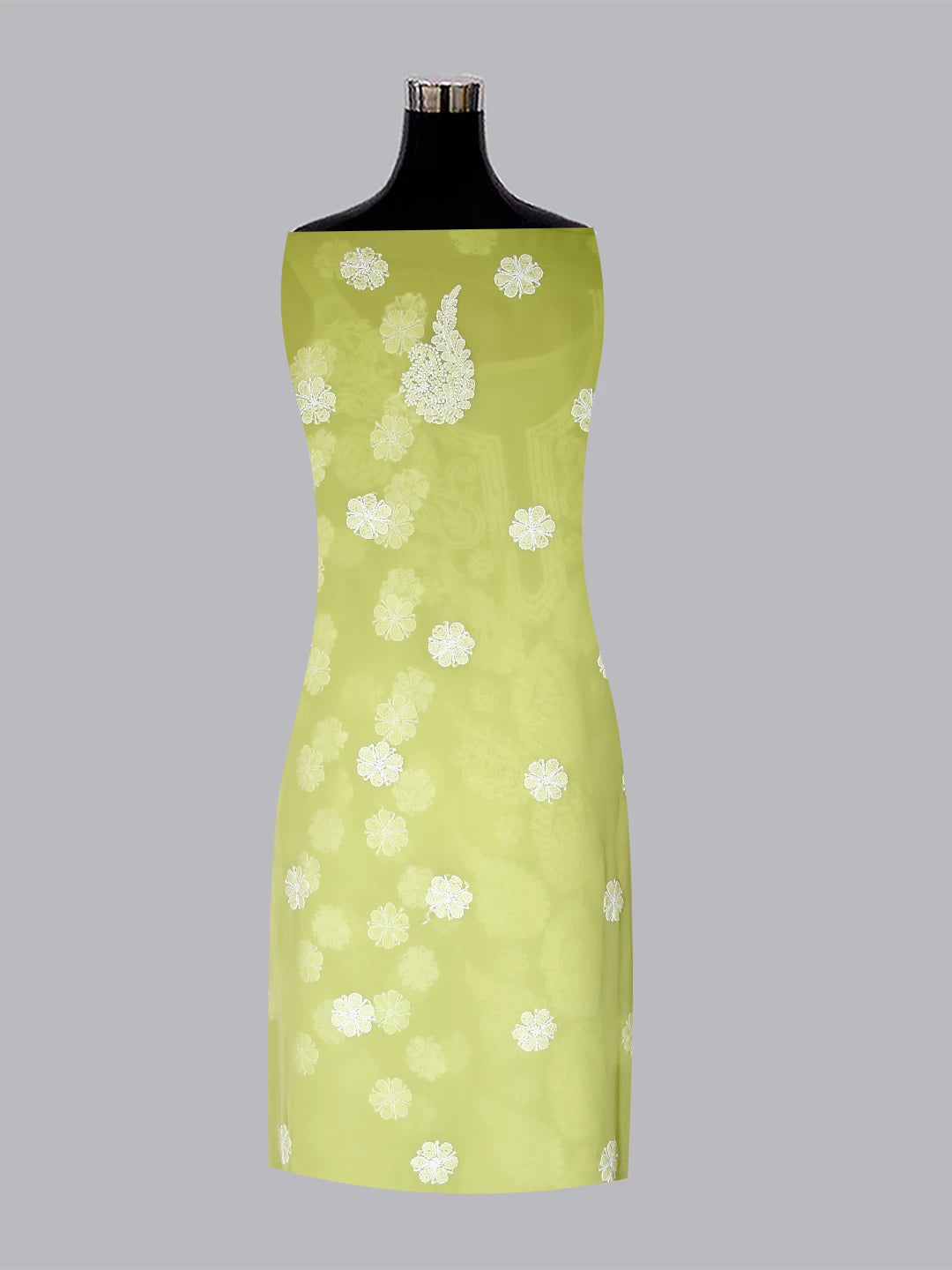 Ada Hand Embroidered Green Georgette Lucknowi Chikankari Unstitched Suit Piece A211310