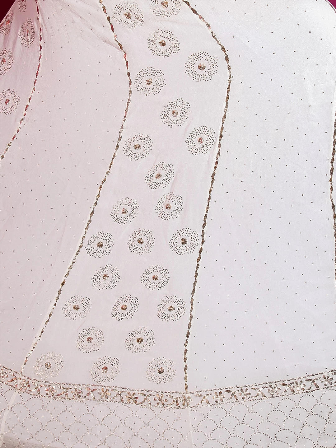 Ada Hand Embroidered Off White Pure Georgette Lucknowi Chikankari Lehenga Skirt (only skirt) With Muqaish Work A210536