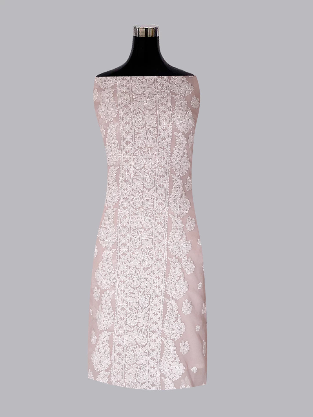 Ada Hand Embroidered Tan Cream Georgette Lucknowi Chikankari Unstitched Suit Piece A211294