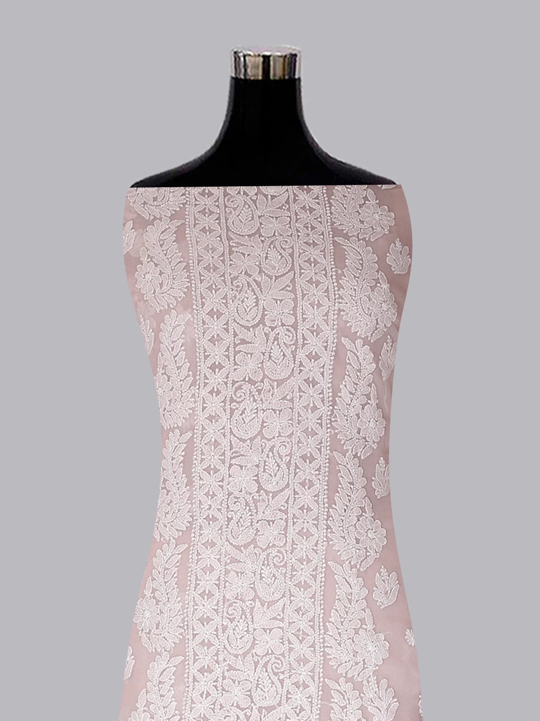 Ada Hand Embroidered Tan Cream Georgette Lucknowi Chikankari Unstitched Suit Piece A211294