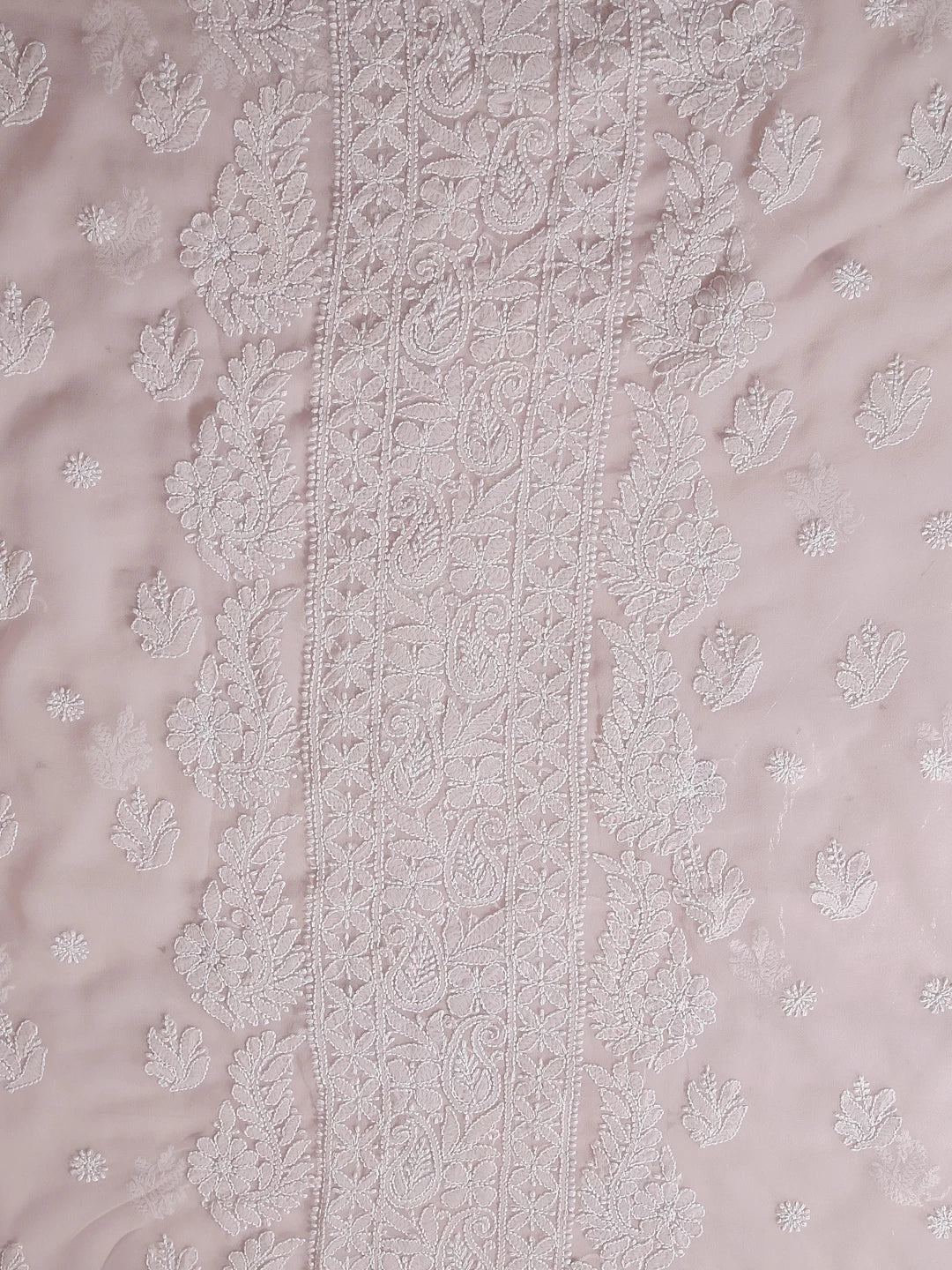 Ada Hand Embroidered Tan Cream Georgette Lucknowi Chikankari Unstitched Suit Piece A211294