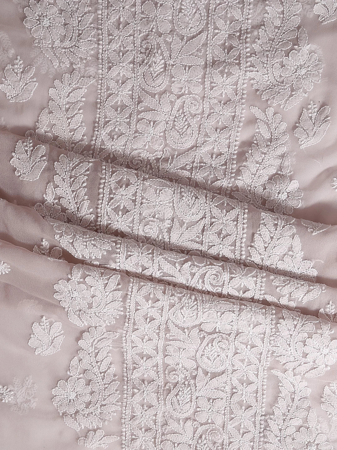 Ada Hand Embroidered Tan Cream Georgette Lucknowi Chikankari Unstitched Suit Piece A211294