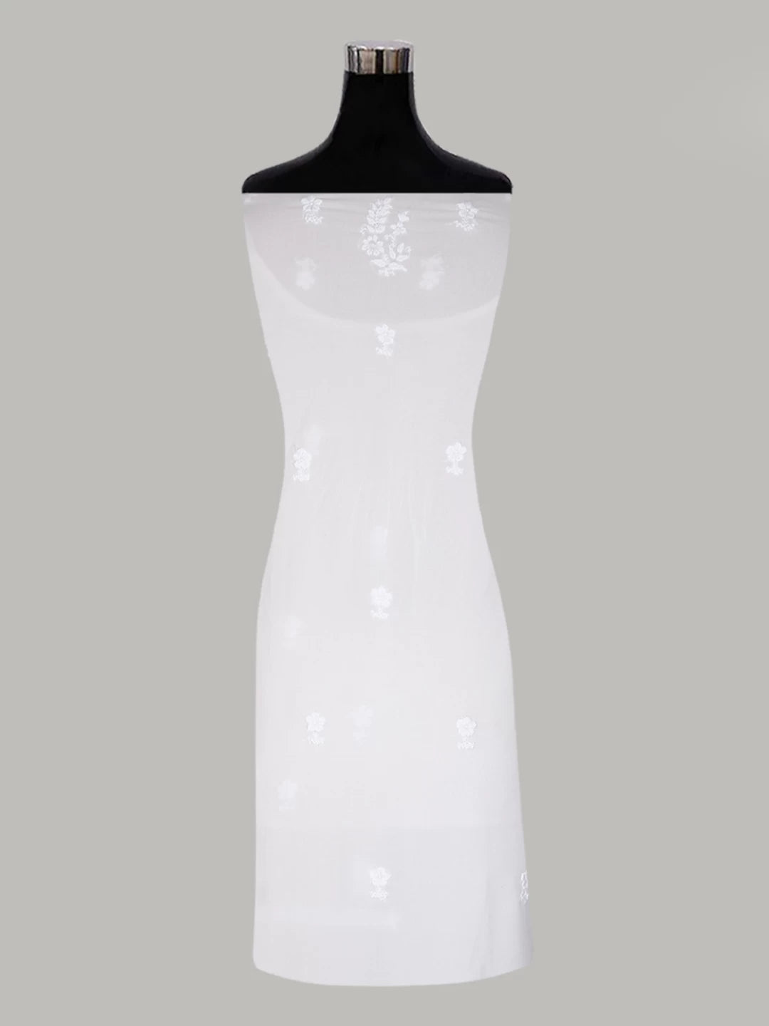 Ada Hand Embroidered White Modal Lucknowi Chikankari Unstitched Kurta Piece 01A451735