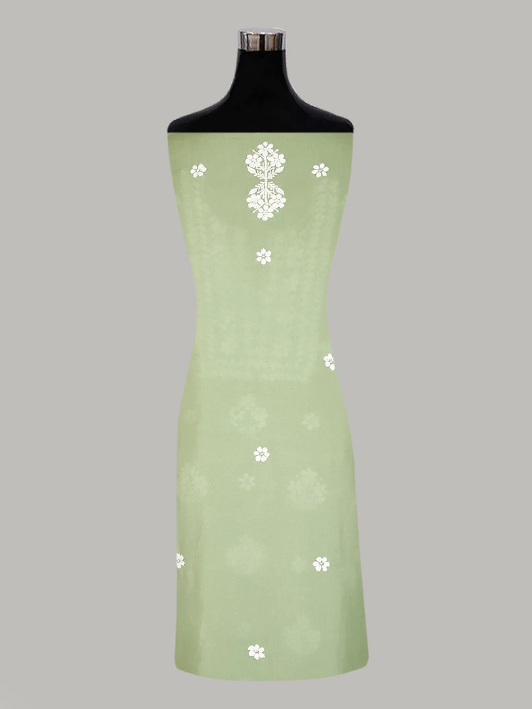 Ada Hand Embroidered Pistachio Green Modal Lucknowi Chikankari Unstitched Kurta Piece 01A451728