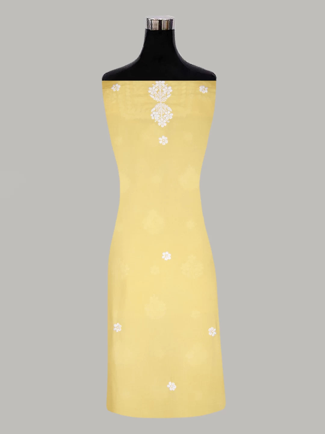 Ada Hand Embroidered Yellow Modal Lucknowi Chikankari Unstitched Kurta Piece 01A451731