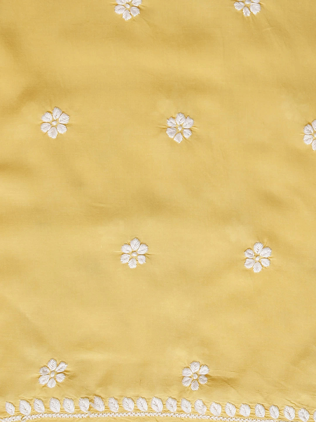 Ada Hand Embroidered Yellow Modal Lucknowi Chikankari Unstitched Kurta Piece 01A451731
