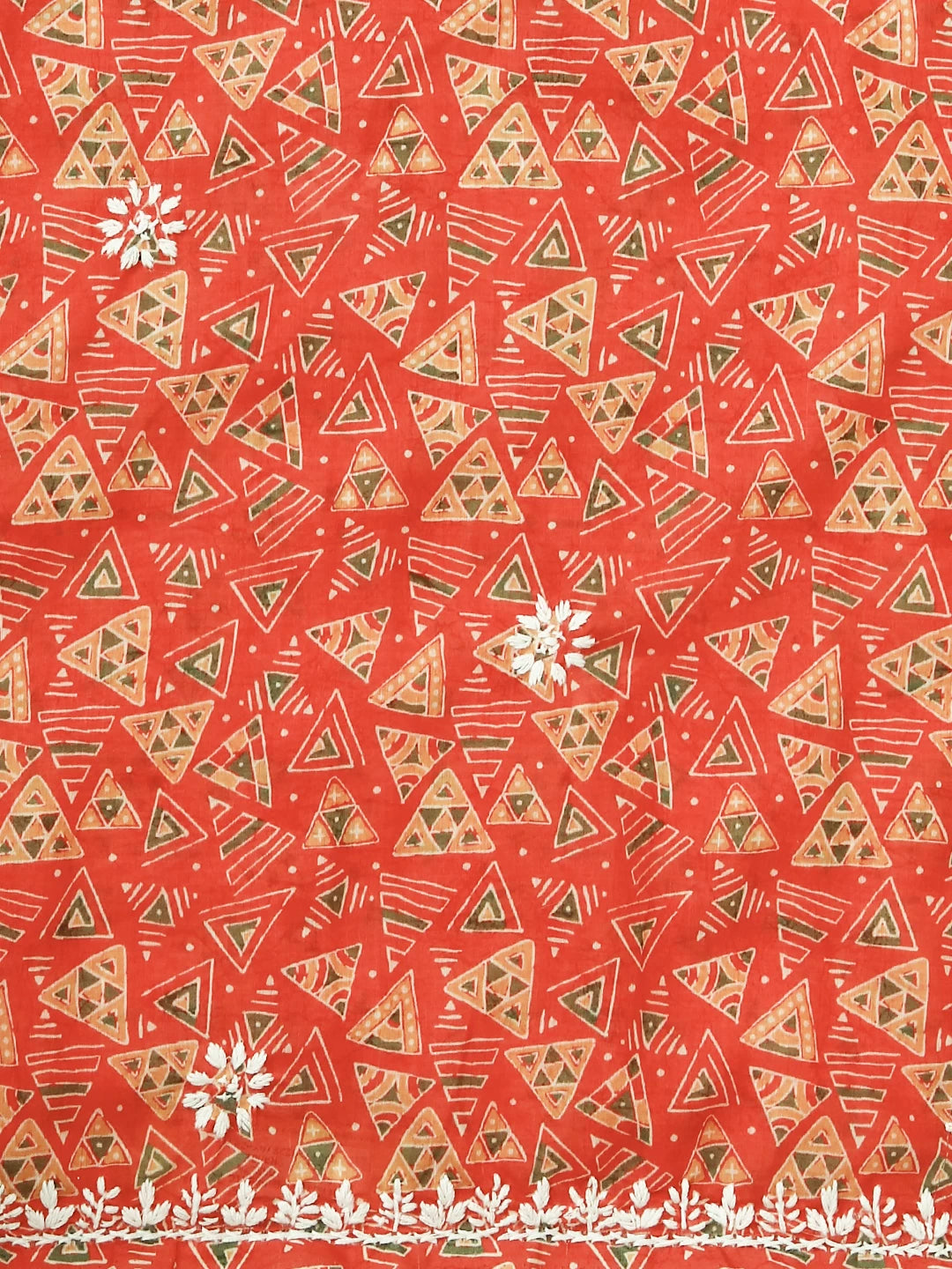 Ada Hand Embroidered Orange Muslin Lucknowi Chikankari Unstitched Kurta Piece 01A426043