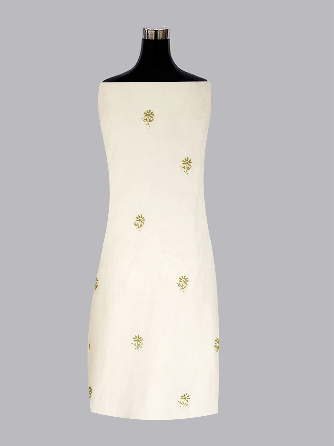 Ada Hand Embroidered Off White Chanderi Lucknowi Chikankari Unstitched Kurta Dupatta Set With Cutdana Work 01A445231