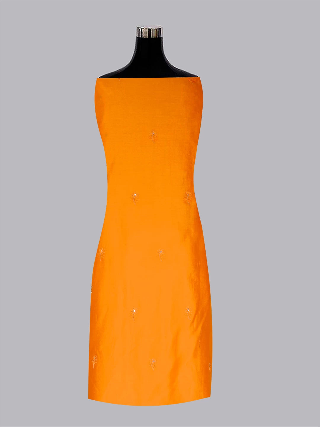 Ada Hand Embroidered Mustard Chanderi Lucknowi Chikankari Unstitched Kurta Dupatta Set With Zari Work 01A365956