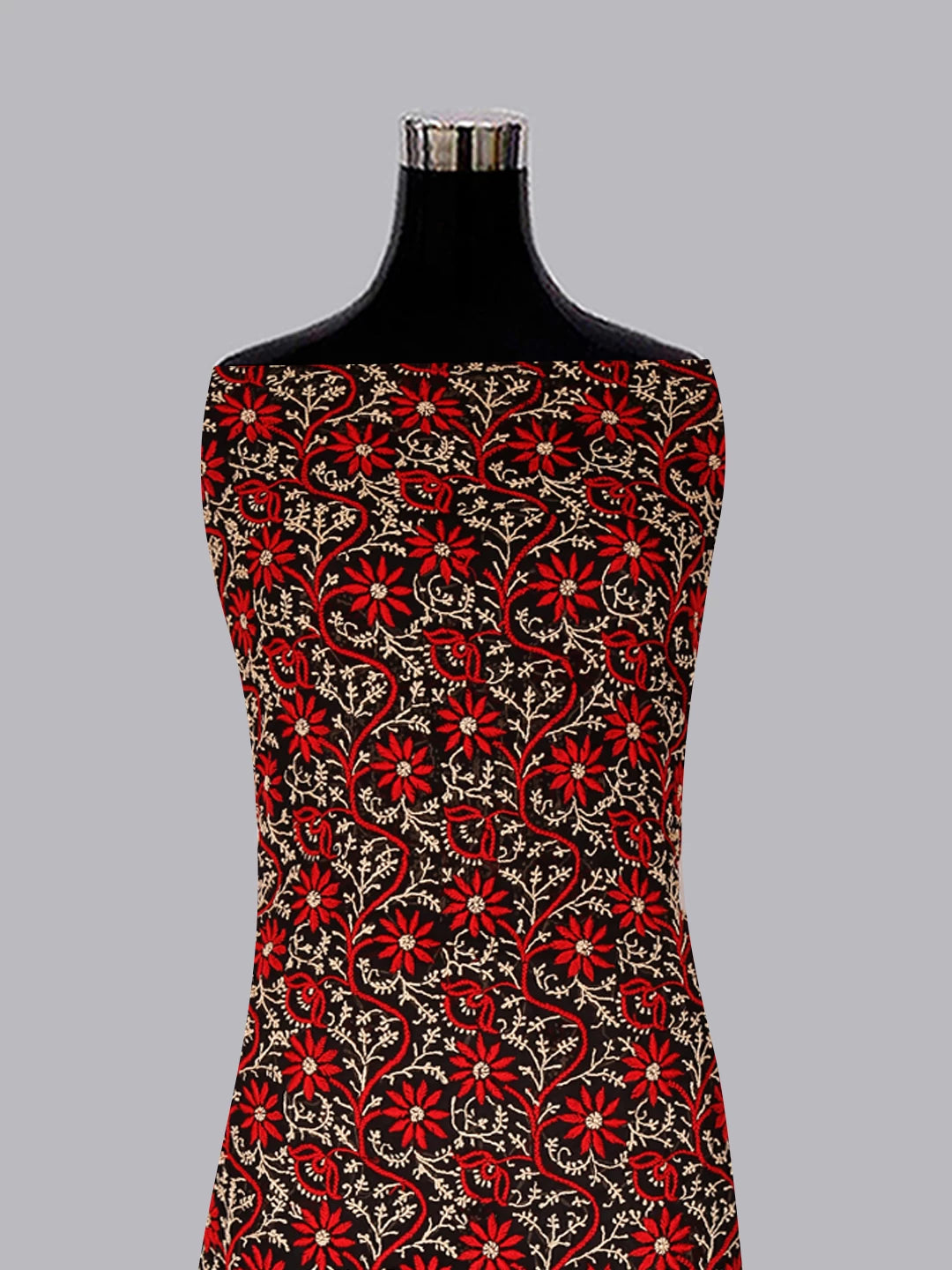 Ada Hand Embroidered Black Georgette Lucknowi Chikankari Unstitched Suit Piece With Mukaish Work 01A309107