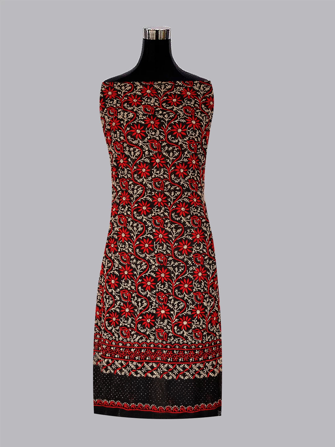 Ada Hand Embroidered Black Georgette Lucknowi Chikankari Unstitched Suit Piece With Mukaish Work 01A309107