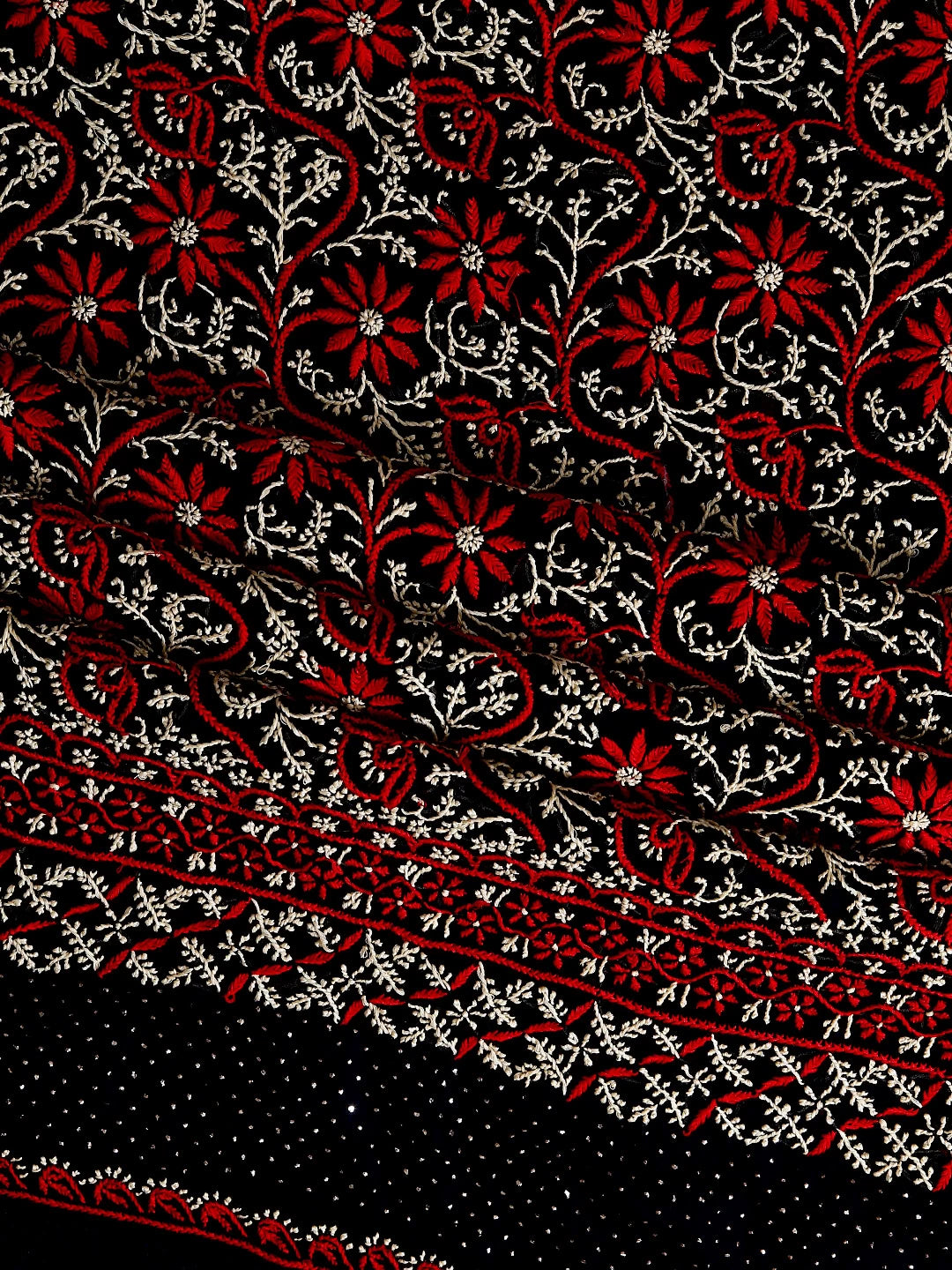 Ada Hand Embroidered Black Georgette Lucknowi Chikankari Unstitched Suit Piece With Mukaish Work 01A309107