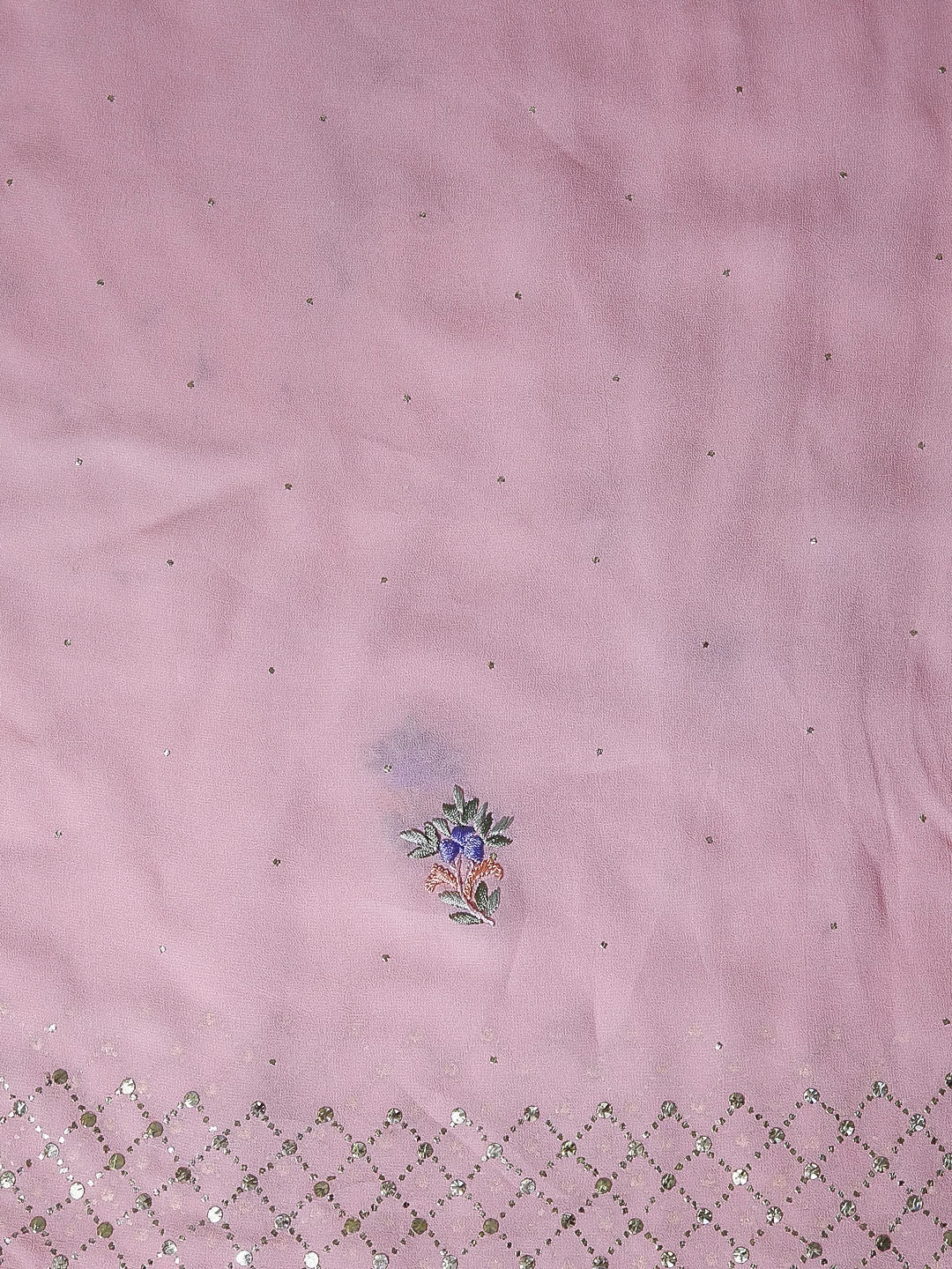 Ada Hand Embroidered Pink Viscose Georgette Lucknowi Chikankari Unstitched Kurta Dupatta Set With Parsi Work 01A388176